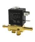 Replacement Clean Machine Solenoid Valve 2037436 for Big Green Commercial Carpet Cleaners, brass connectors, side view