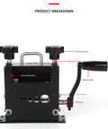 Heavy Duty Automatic Wire Stripper Tool For Electrician And Home DIY Projects lightweight black steel machine with hand crank and adjustment features.