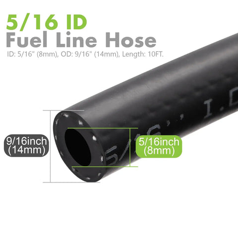 Beefed Up Five Sixteenth Inch ID Fuel Line Hose For Gas Diesel Oil SAE 30R7 NBR Heavy Duty High Pressure 300 PSI 10 Ft Length