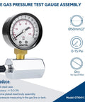 SenCTRL gas pressure test gauge assembly, 2-inch dial, 0-15 psi, brass valve, chrome-plated steel body, 3/4-inch FNPT