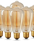 Six Pack Vintage Edison Bulbs ST64 40W E26 Base Amber Glass Warm White Filament Dimmable Living Room Pendant Or Chandelier Lighting