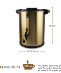 Front view of 6L Coffee Urn Hot Beverage Dispenser Electric Coffee Percolator with Double Wall Stainless Steel 38 Cup Capacity