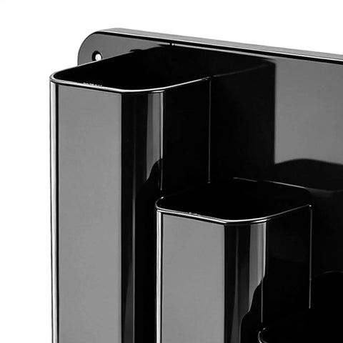 Close-up of Heavy Duty Wall Mount Zip Tie Organizer Rack with aluminum construction, featuring pocket design for cable storage.