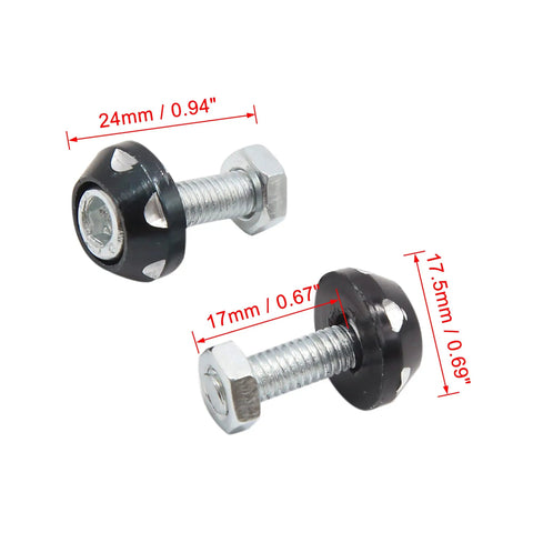 Fresh Black Aluminum Alloy License Plate Bolt Screws Pack For Cars And Motorcycles Decorative Mounting Hardware, 24mm and 17mm sizes.