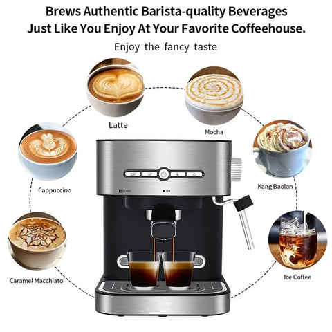 Straight Up Gotta Have Electric Coffee Machine With Milk Frother brewing cappuccinos and lattes with barista quality.