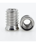 Two stainless steel hex socket threaded inserts displayed for 5/10/20 Pack Stainless Steel Hex Socket Threaded Inserts M4 To M10 For Wood Furniture Assembly
