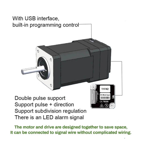 Nema17 Closed Loop Stepper Motor With Encoder, 42mm Size, 5mm Shaft, USB Interface, DIY CNC and 3D Printing Projects