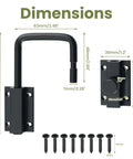 4 Inch U Bolt Door Loop Lock Heavy Duty Security Latch Black Anti Theft Privacy Bolt with dimensions and screws.