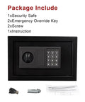 Built Tough Steel Safe Box With Sensor Light And Lock For Home Or Office, Hidden Wall Or Cabinet Mount, black safe package
