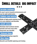 Rugged Black Stainless Steel Piano Hinges Six Inch Continuous Door Strips With Pre Drilled Mounting Slots For Rock Solid Cabinet Upgrades And Easy Diy Builds Including Twenty Four Heavy Duty Screws For Hassle Free Quick Installations features corrosion resistance and thickened hinges.