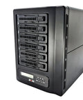 No Sweat 6 Bay M.2 Nvme Thunderbolt 3 And Usb 3.2 Gen 2 Type C Raid Enclosure Packed With Lsi Sas2308 Controller And Ecc Ddr3 Cache, front view.