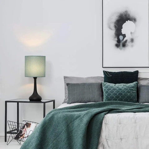 Blue Green Bedside Lamps Set Of 2 With Fabric Shade And Metal Base Small Table Lamps For Bedroom Living Room And Office Cozy Modern Lighting For Desks And Dresser Perfect Accent Lights beside bed with green bedding