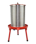 Water-Powered Fruit Wine Press For Home Cider And Natural Juice Making, Electricity-Free Hydraulic Press With 10.7 Gallon Capacity, Includes Filter Bag And Splash Guard, Awesome For Easy DIY Wine, Cider, And Fresh Juice, stainless steel mesh basket, red stand