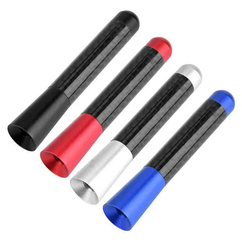 Premium Carbon Fiber Mounting Screw For Short Car Antenna Upgrade Built Tough Universal Auto Parts With Sleek Silver Finish And No Hassle Quick Installation, shown in black, red, silver, and blue.