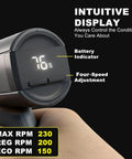 Upgraded Brushless Cordless Electric Cutting Tool With Led Display And Flexible Blade showing intuitive display with battery indicator.