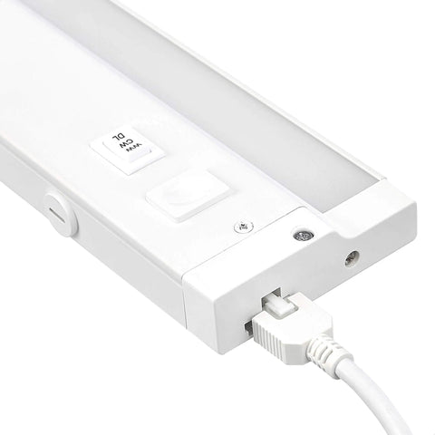 24 Inch Dimmable LED Under Cabinet Light With 3 Color Temps 3000K 4000K 5000K, 3 Level Dimming, Linkable And Direct Wire, White Finish