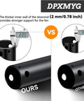 Built Tough 12 Inch Threaded Ceiling Fan Downrod In Matte Black comparison showing thicker inner wall for stronger support.