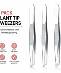Precision Slant Tip Tweezers Set 3 Pack Stainless Steel Eyebrow Tweezers For Facial Hair Ingrown Hair And Fine Hair Removal Professional Beauty Grooming Tool With Easy Grip, 3 silver tweezers
