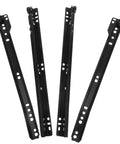 Bottom Mount Iron Drawer Slides Replacement With Guide And Glides, 1 Pair shown in black metal with mounting holes