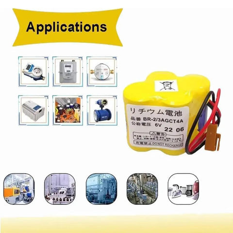 40 Pack 6V 4400mAh BR-2/3AGCT4A Non-Rechargeable Lithium Battery With Brown Plug For Fanuc A98L-0031-0025 CNC System shown in applications