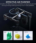 Effective air purifier feature of K1C 3D Printer Crazy Fast CoreXY System With 600 Millimeters Per Second Print Speed And 20000 Millimeters Per Second Squared Acceleration, Clog Free Direct Extruder, 300C Printing Capability, Carbon Fiber Filament Ready, Auto Leveling And AI Camera.
