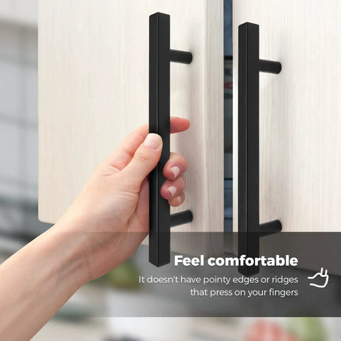 Hand opening cabinet with Matte Black Cabinet Handles 30 Pack 5 Inch Square Drawer Pulls Modern Kitchen Hardware