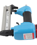 Professional Grade Pneumatic Brad and Staple Nailer with Insanely Fast Nailing Speed and Efficient Air Flow Usage and Sweet Grip for Furniture and Woodworking Tasks, close-up view.