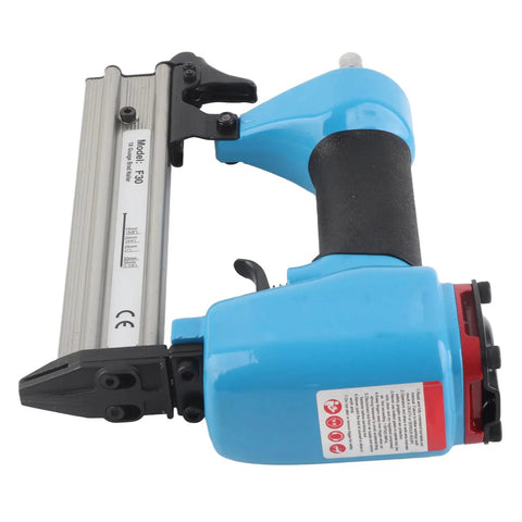 Professional Grade Pneumatic Brad and Staple Nailer with Insanely Fast Nailing Speed and Efficient Air Flow Usage and Sweet Grip for Furniture and Woodworking Tasks, close-up view.