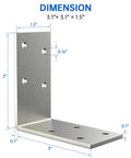 Side view of 3x3 inch Beefy Heavy Duty 8 Pack L Brackets, galvanized steel, with dimensions for wood beams and shelving.