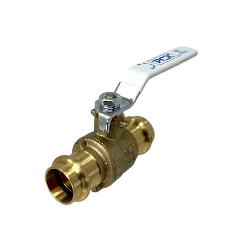 2-Pack 3/4-Inch Press Copper Ball Valve With Full Port Brass Body Built Tough Lead Free For Potable Water Compatible With Hard Copper Pipe Types K L M Requires Press Tool Not Included, side view of valve with white handle