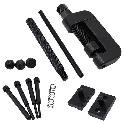 Heavy Duty Chain Breaker Tool Kit With Rivet Cutter And Roller Chain Link Removal For Motorcycle, Bike And ATV Chains, 13 Piece Set