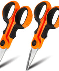2 Pack 5.7 Inch Beefy Fishing Scissors Braided Line Cutters Heavy Duty 3Cr13 Steel Non Slip Serrated Edge Snips For Saltwater And Freshwater Braid Trimming Orange, two orange-black scissors
