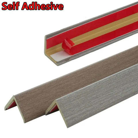 Two Pack Wood Grain Wall Corner Protector Self Adhesive L Molding Guards for Wall Door Window and Furniture Black 150 cm