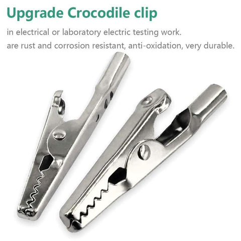 25 Piece 51mm Metal Alligator Clip Set With Spring Clamps For Lab Testing And DIY Soldering Help, Nickel Plated Silver Tone Crocodile Clips