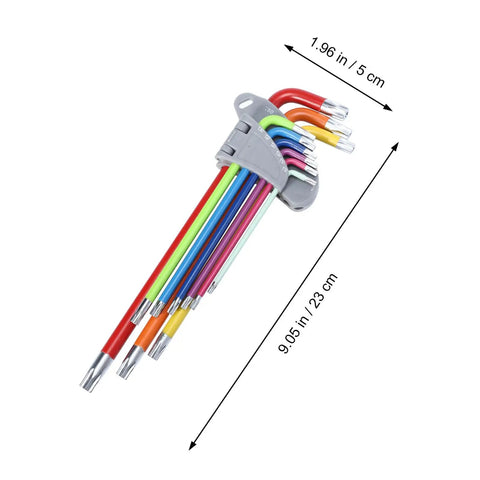 Cool 9pc Star L Hex Key Wrench Set With Long Arms For Heavy Duty Repairs, Super Durable Steel Hexagon Keys That Won T Slip Or Rust At Home Or Shop. Color-coded 9pc Torx L-key set with holder, 9.05 in long, 7.96 in wide