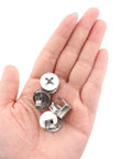 Heavy Duty Zinc Alloy Furniture Cam Locks 50 Pack Cam Bolt Nut Connectors 15 X 12 Mm Silver in hand for cabinet assembly.