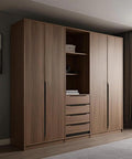 Wooden wardrobe with 5 Pack 400mm Black Edge Finger Pull Drawer Door Handle For Cabinets And Furniture Aluminum Alloy Long Concealed Design Waterproof And Anti Rust Ideal For Kitchen And Bathroom Durable Weatherproof Aluminum Construction For Durable Long Lasting Use And handles