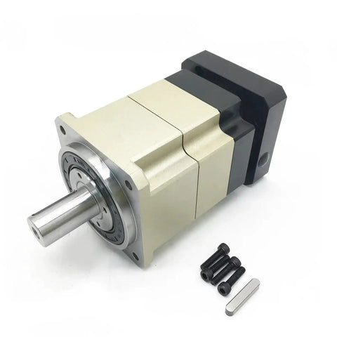 Heavy Duty NEMA34 Motor Reducer paired with precision planetary gearbox, aluminum body, torque multiplication, and accessories.