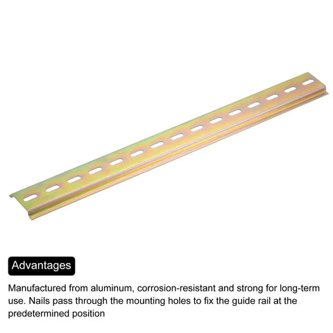 Five Pack DIN Rail Slotted Iron Mounting Guide Bar 20 Inch Long 35mm Wide 7.5mm High Bronze Tone Heavy Duty Rack Rail