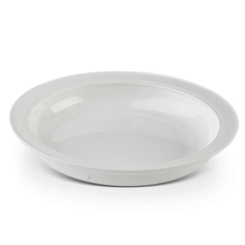 White spillproof lip plate for adults with inner lip guide, 9 inch, non-slip ergonomic design for independent eating, 3 pack