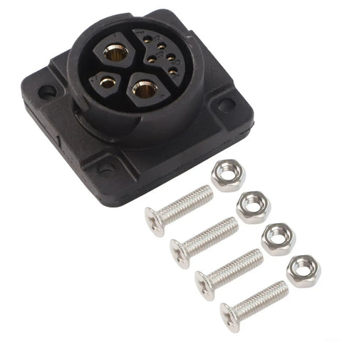 Bulletproof Eight Pin IP67 Energy Storage Connector Rated For 50 Amps And 500 Volts with Mounting Screws and Nuts.