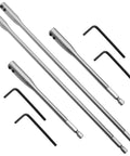Rock Solid High Carbon Steel Drill Bit Extensions Six And Twelve Inch Hex Shank Spade Adapter Universal Quarter Inch Compatible Kit with tools.