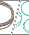 Close-up of brown and green O Ring Replacement Kit For MTB Bottom Bracket Sealing Repair Includes Six FPM O Rings And Six FKM O Rings