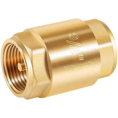 Brass 3/4-inch IPS inline check valve for water supply with backflow prevention.