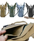 Four 3L Hydration Backpack With Removable Water Bladder Hands Free Design For Hiking Camping Cycling Running And Biking Durable 900D Oxford Fabric Gray Lightweight Comfort Easy Clean and beige close-up