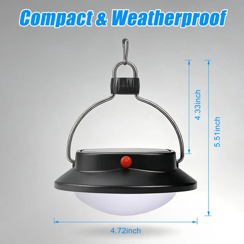 Go To Outdoor Solar LED Camp Lantern With 350 Lumens Of Soft Eye Friendly Light And Frosted Shade 2000mAh Rechargeable Battery