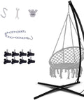 C Type Hammock Chair Stand Heavy Duty Steel Frame With Adjustable Height One Person Setup, shown dismantled with accessories.