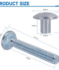 Trailer Hasp Bolt Kit With Carriage Bolts And Torx Barrel Nuts For Enclosed Trailers Zinc Plated 5 16 Inch 18 Threads shown with size dimensions