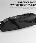 Massive 10 To 14L Under Seat Bike Saddle Bag With Roll Top Seal Durable PVC Fabric And Adjustable Straps For Long Distance Rides