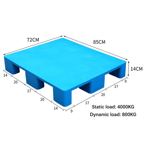 Built Tough Blue Plastic Pallet With Anti Slip Surface, Heavy Duty Polyethylene Dunnage Rack, Moisture Proof, Way Entry Design
